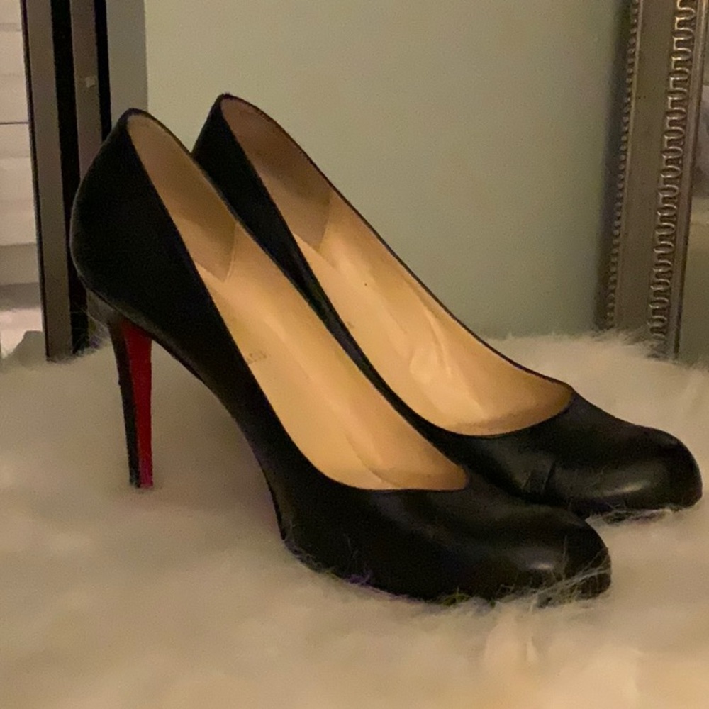 Christian Louboutin Black Heels with Textured Leather